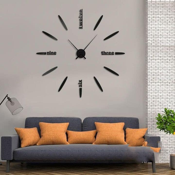 Wall Clock, MDF Wood, 307×80×80×0.5 - Black
