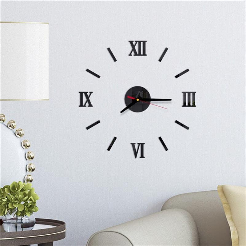 Wall Clock, MDF Wood, 316×80×80×0.5 - Black