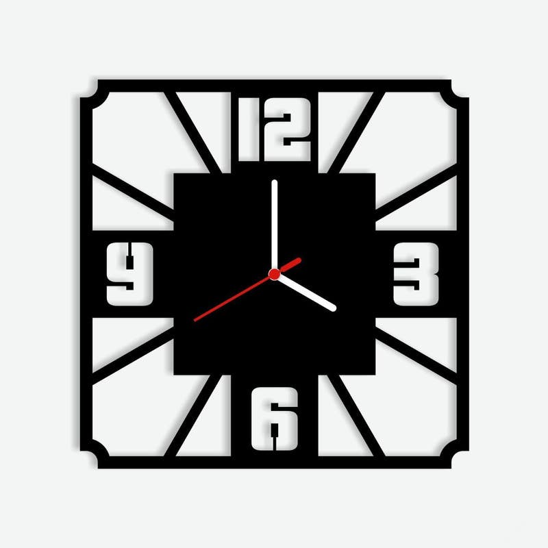 Wall Clock, MDF Wood, 407×40×40×0.5 - Black