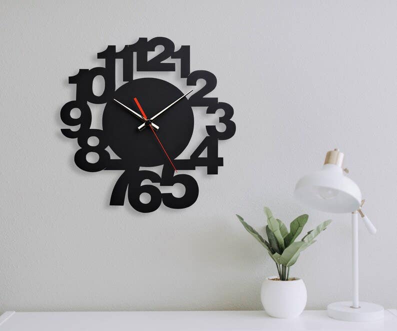 Wall Clock, MDF Wood, 410×40×40×0.5 - Black