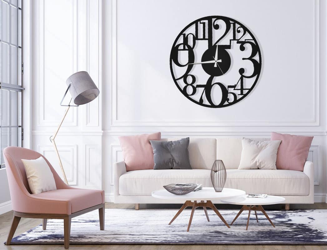 Wall Clock, MDF Wood, 411×40×40×0.5 - Black