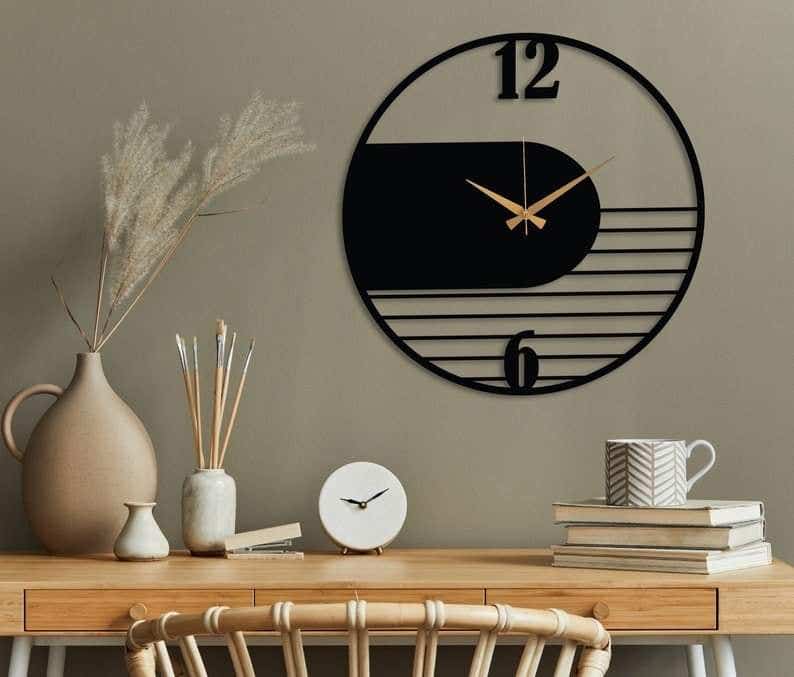 Wall Clock, MDF Wood, 431×40×40×0.5 - Black