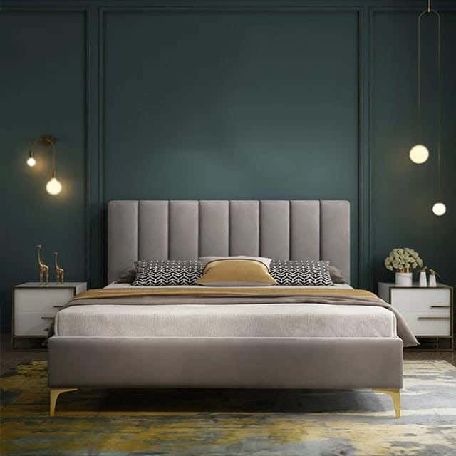 Beech Wood King Size Bed, 200×160×120 Cm - Grey