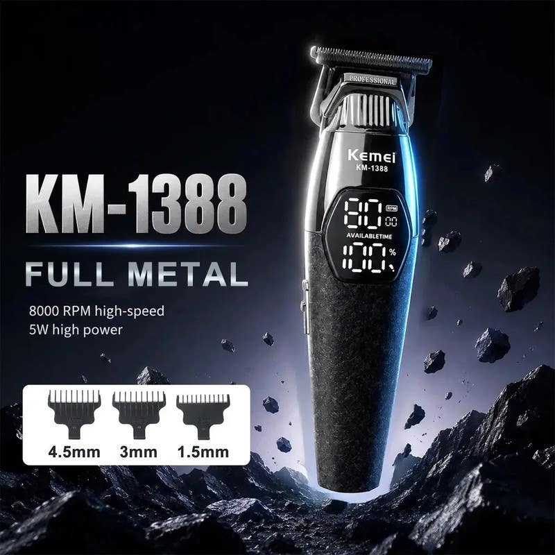 Kemei Multi-Purpose Hair Trimmer for Men, KM-1388, 5 W - Black