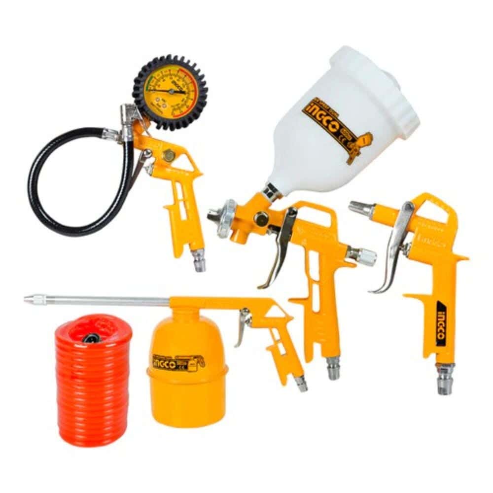 Ingco Akt0053 Air Compressor Tool, 5 Pc ,Akt0053 - Black Yellow