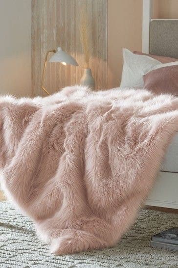 Fur Bed Heater, 150×100 cm - Rose