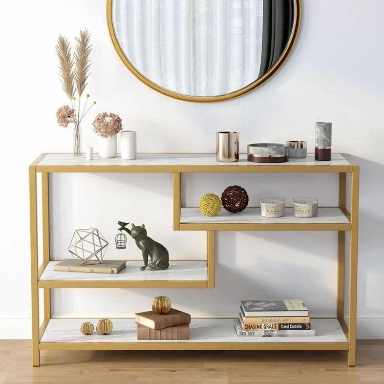 Steel Console Table, Electrostatic Paint, 120 x 40 x 90 cm - Gold