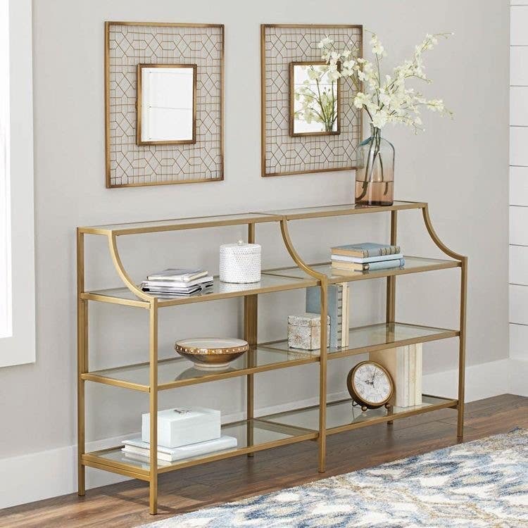 Steel Console Table, Electrostatic Paint, 140 x 40 x 90 cm - Gold