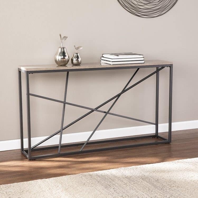 Steel Console Table, Electrostatic Paint, 140 x 40 x 90 cm - Black
