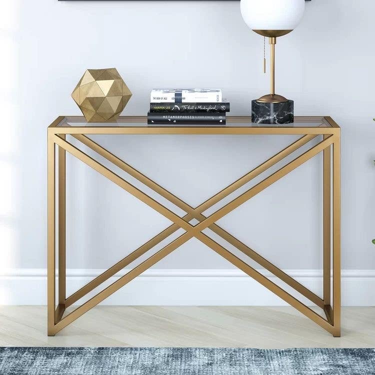 Steel Console Table, Electrostatic Paint, 100 x 40 x 90 cm - Gold