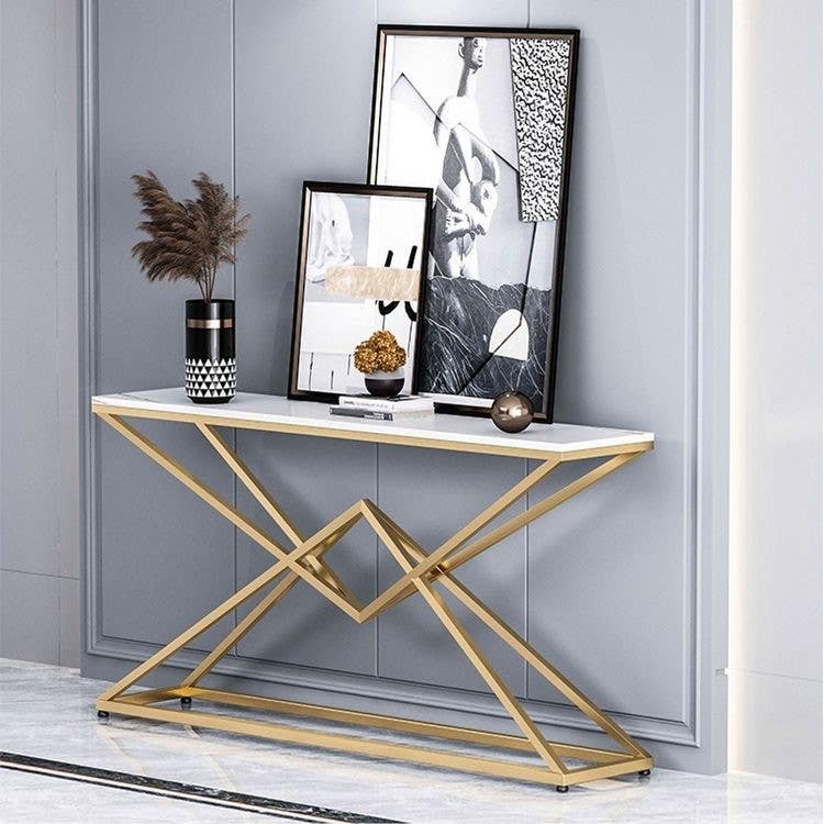 Steel Console Table, Electrostatic Paint, 140 x 40 x 90 cm - Gold