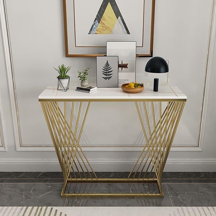Steel Console Table, Electrostatic Paint, 120 x 40 x 90 cm - Gold