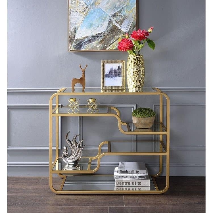 Steel Console Table, Electrostatic Paint, 100 x 40 x 100 cm - Gold