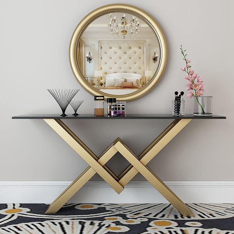 Steel Console Table, Electrostatic Paint, 140 x 40 x 90 cm - Gold