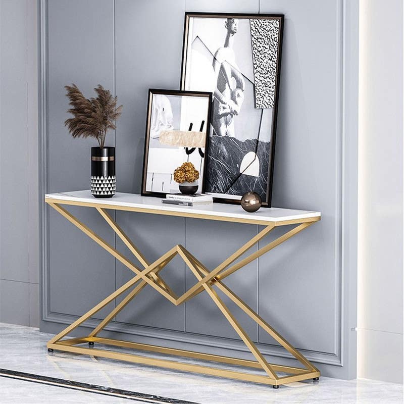 Steel Console Table, Electrostatic Paint, 140 x 40 x 90 cm - Gold