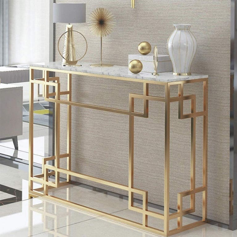 Steel Console Table, Electrostatic Paint, 120 x 40 x 90 cm - Gold