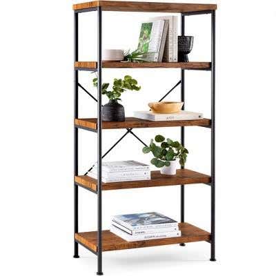 Steel and MDF wood Decor stand, 200×100×50 Cm - Black