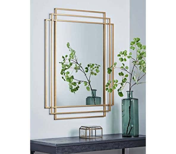 Wall Mirror, Electrostatic Paint / Glass, 90×60 - Gold