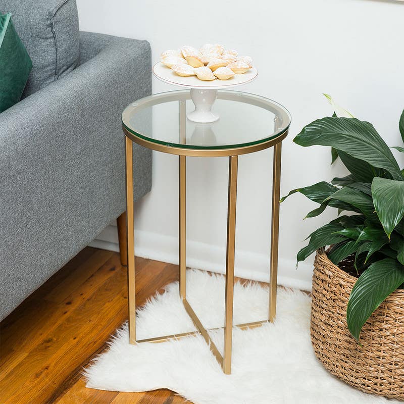 Steel Side Table, 50×40 Cm - Gold