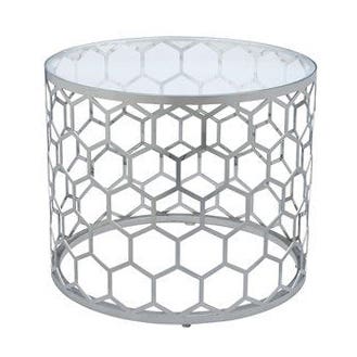 Steel Side Table, 50×45 Cm - White
