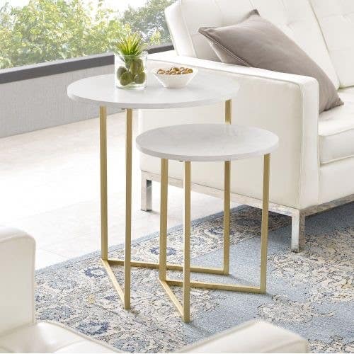 Steel Side Table Set, 2piece - Gold