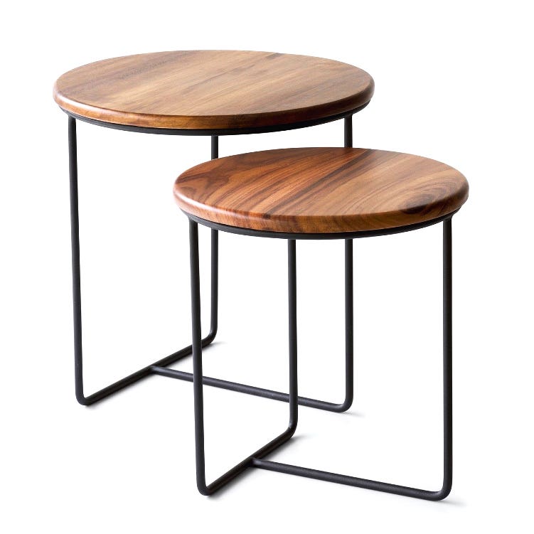Steel Side Table Set, 2 piece - Black