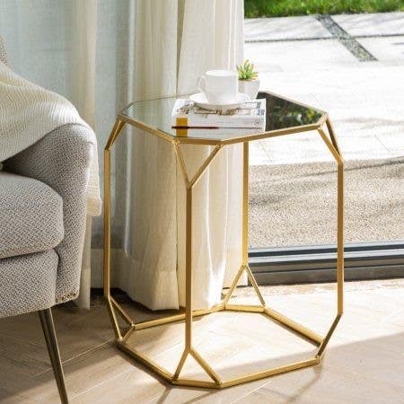Steel Side Table, 40x40x50 Cm - Gold