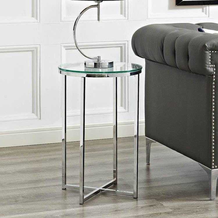 Stainless steel Side Table, 40×50 Cm - Silver