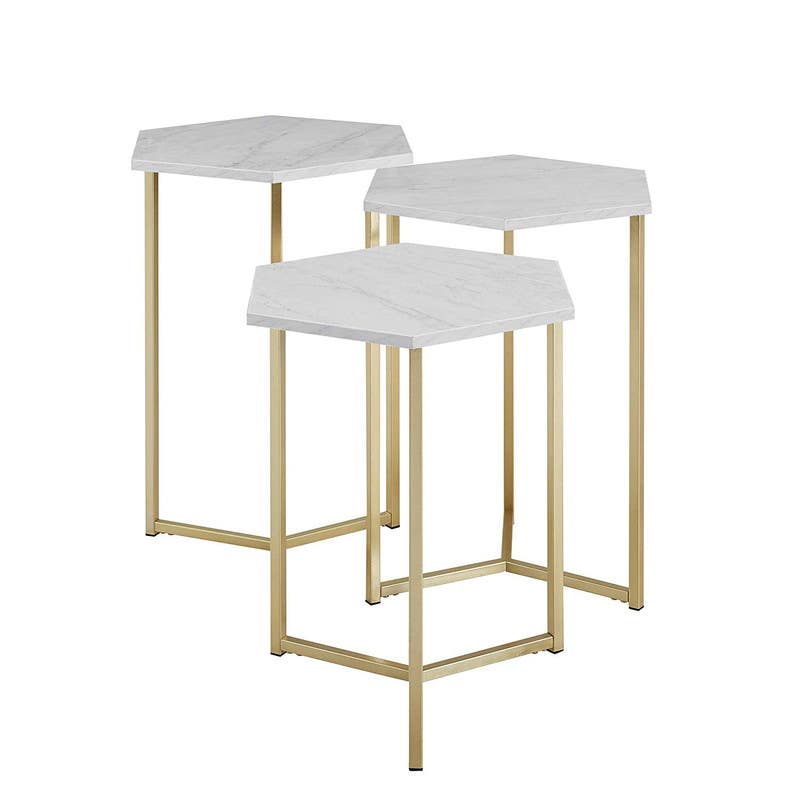 Steel Side Table Set, 3 piece - Gold