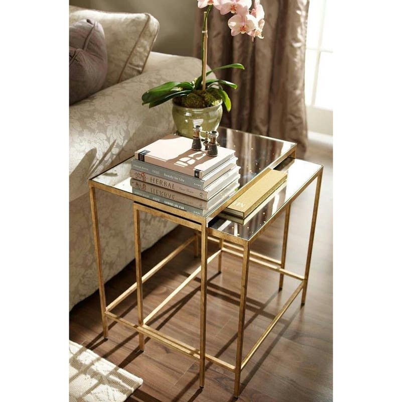 Tables Set, Electrostatic Paint / MDF Wood, 2 Pieces - Gold