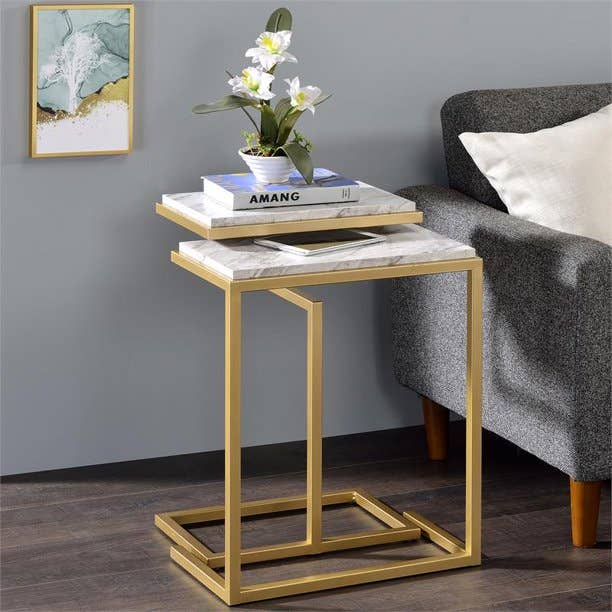Tables Set, Electrostatic Paint / MDF Wood, 2 Pieces - Gold