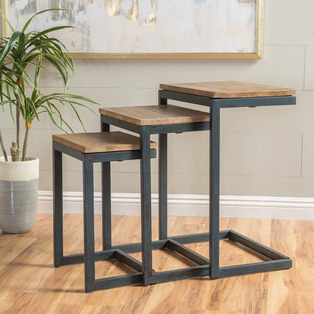 Tables Set, Electrostatic Paint / MDF Wood, 3 pieces - Black