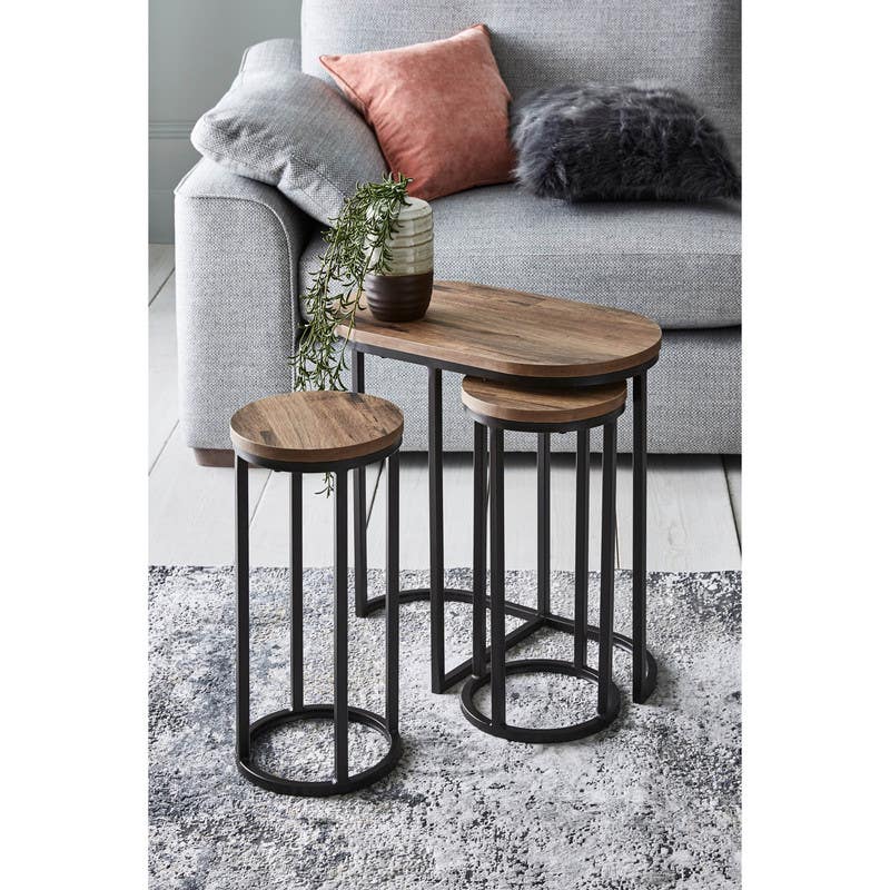 Tables Set, Electrostatic Paint / MDF Wood, 3 pieces - Black