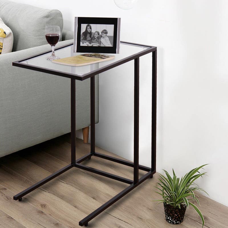 Side Table, Steel With Electrostatic Paint / MDF Wood, 40×50×50 - Black