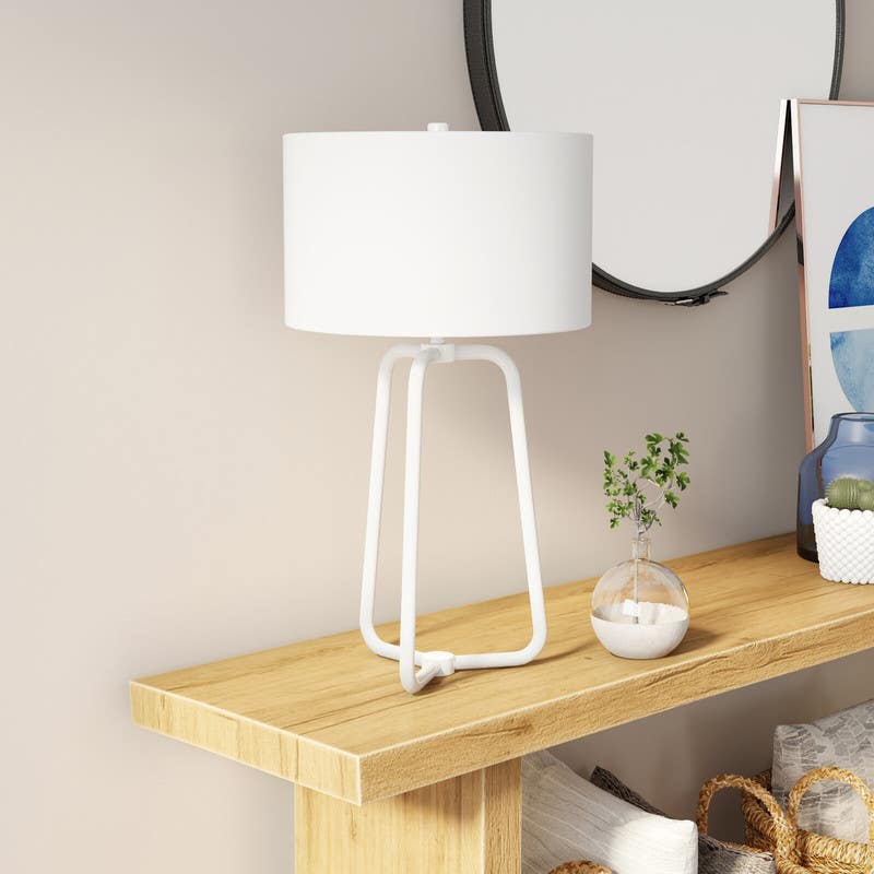 Steel Table Lamp, Electrostatic Paint, 35 x 35 x 50 cm - White