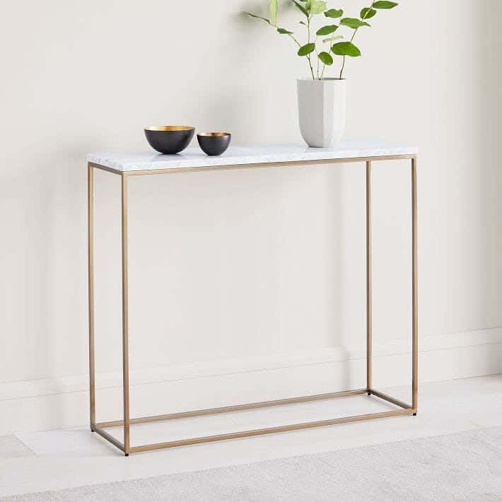 Steel Console Tables, 110x40x90cm - White Gold