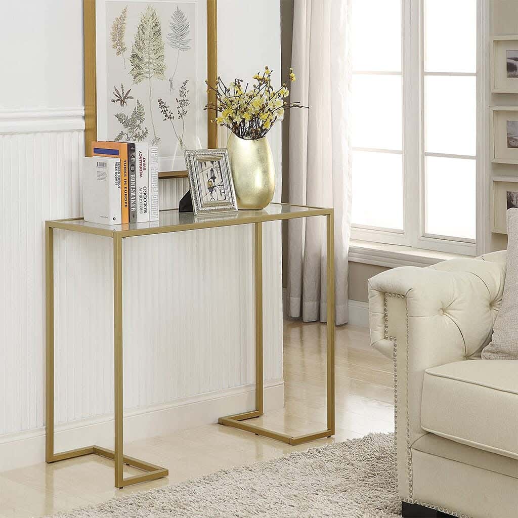 Steel Console Tables, 100x35x90cm - Clear Gold