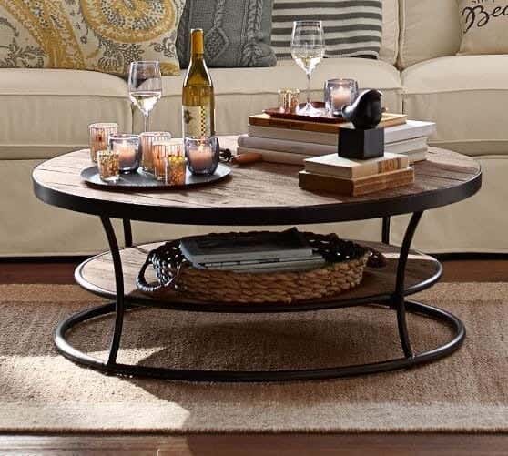 Steel Modern Center Table, Wooden Surface, 45x85 cm - Black Brown