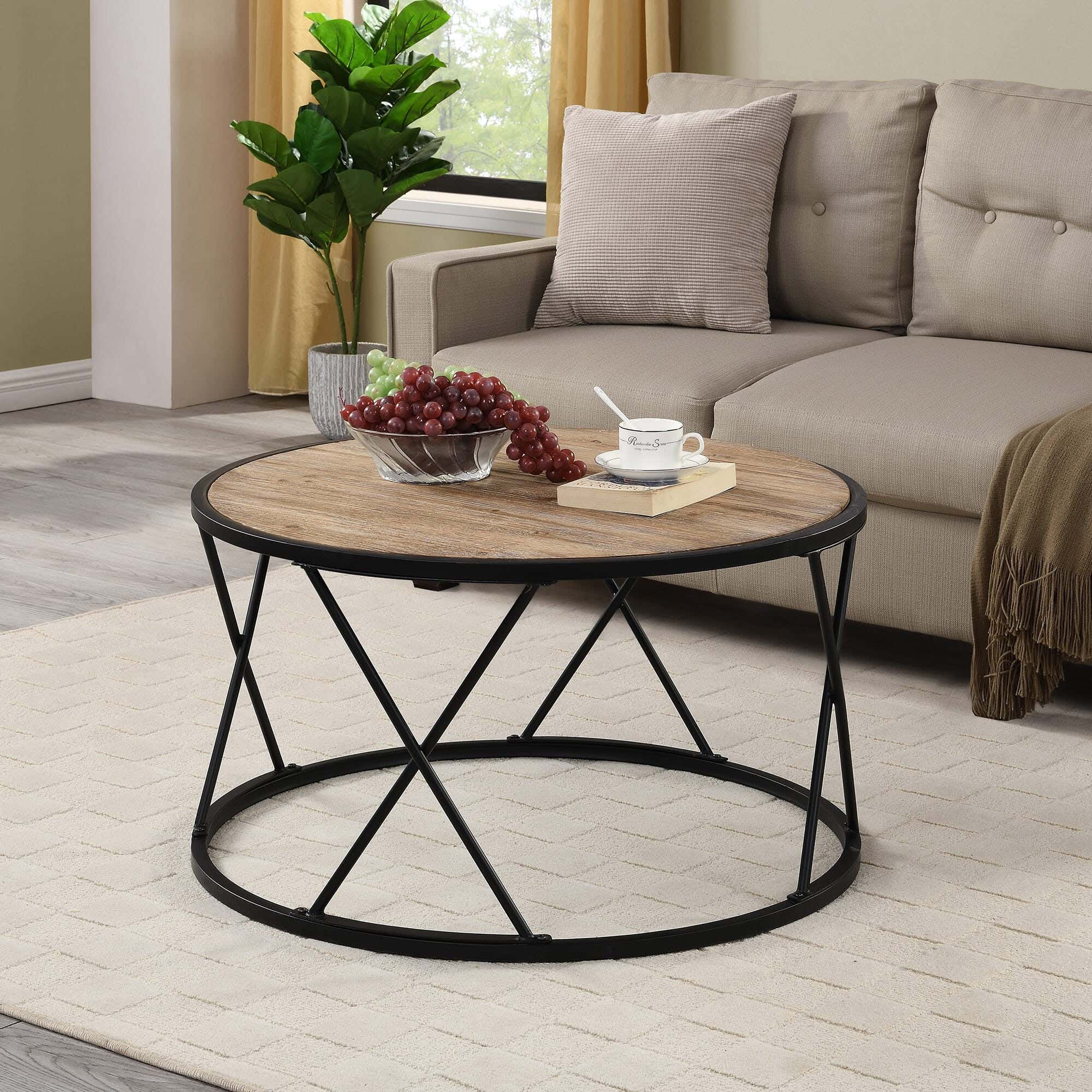 Steel Modern Center Table, MDF Wood Surface, 100x50x50 Cm - Black Brown