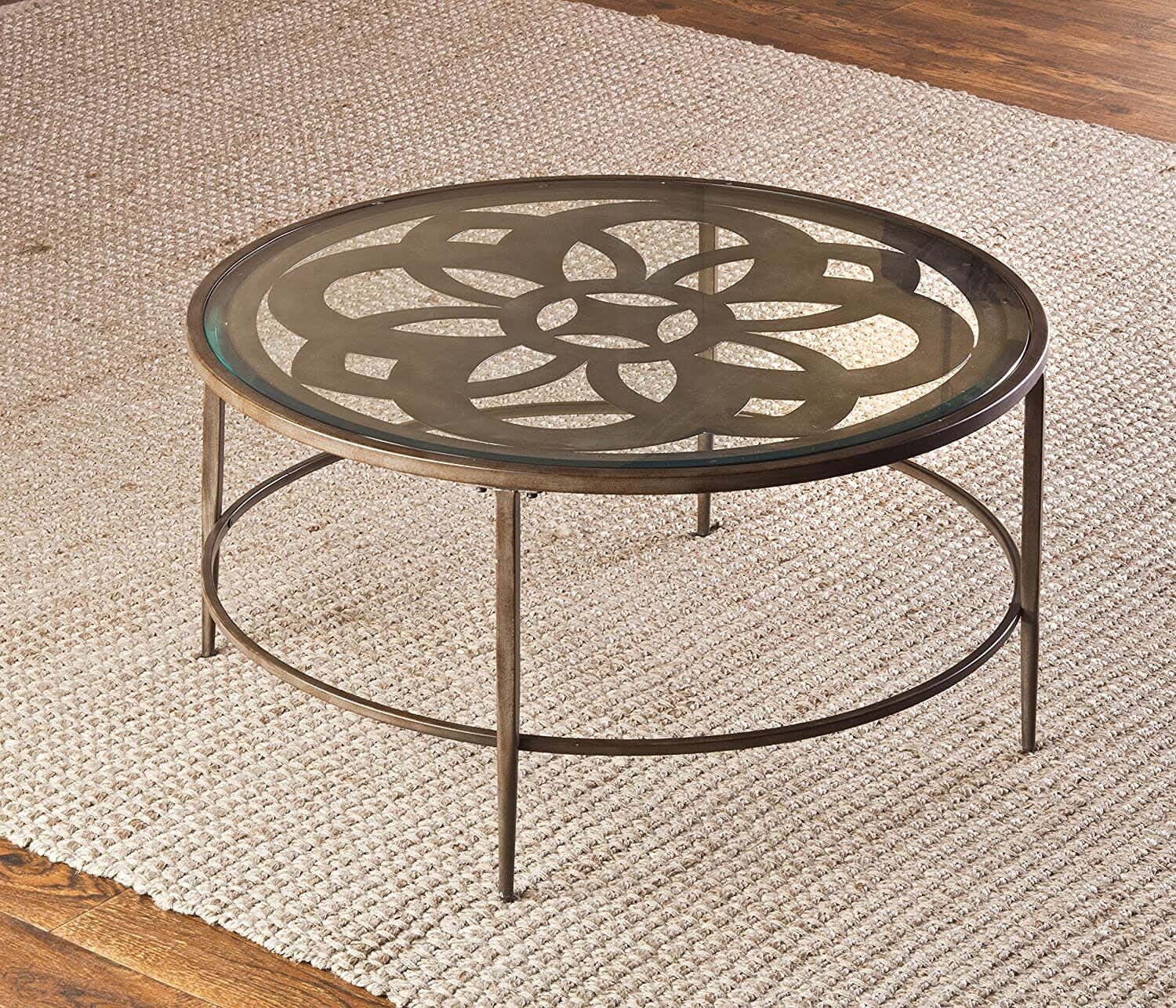 Steel Modern Center Table, Glass Surface, 45× 80 cm - Brown Clear