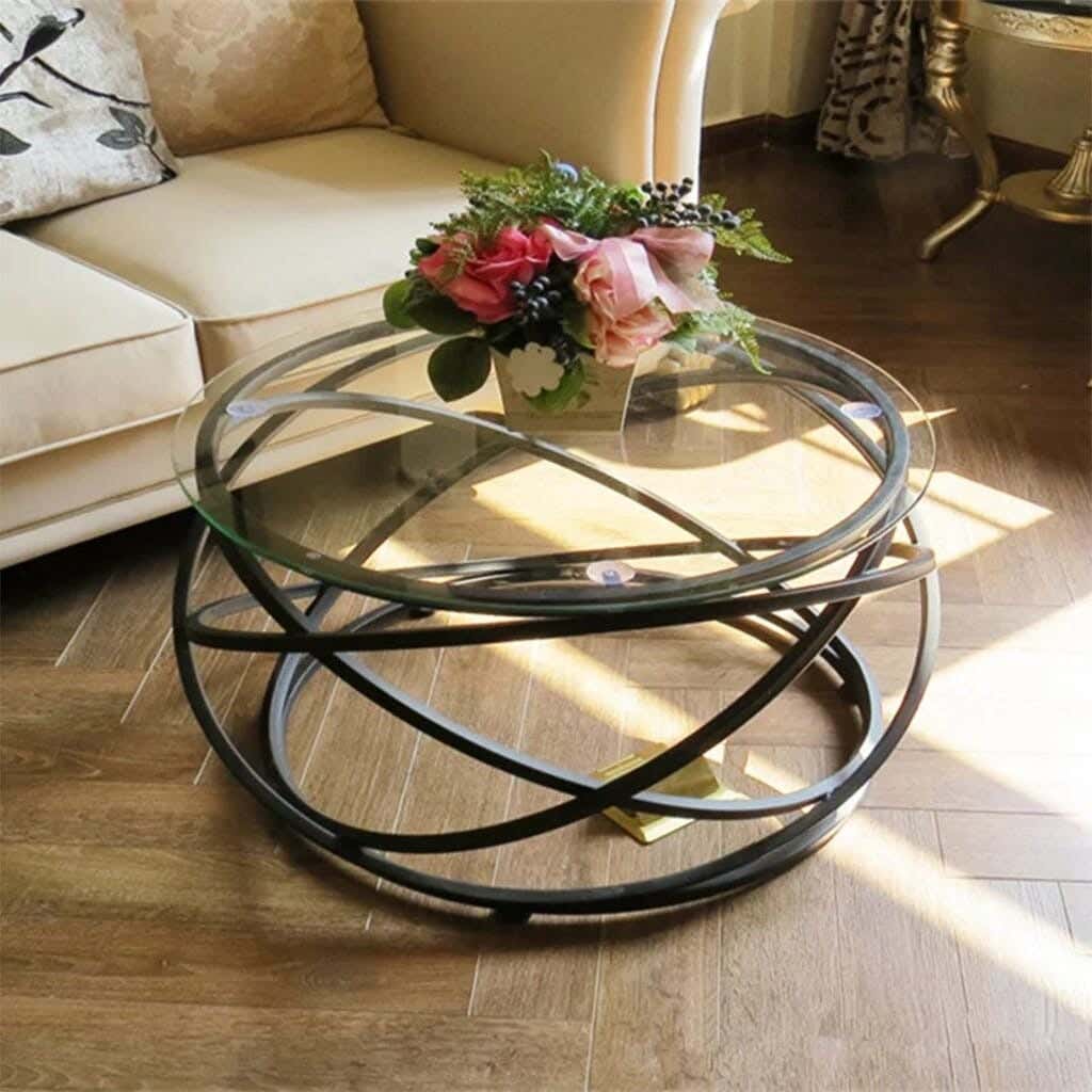 Steel Modern Center Table, Glass Surface, 45× 80 cm - Black Clear