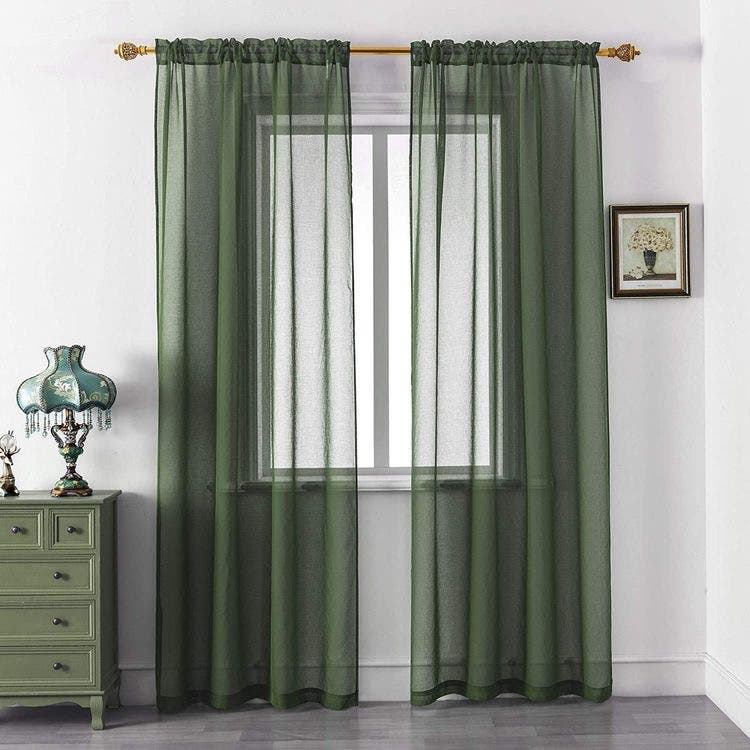 Alwan Chiffon Curtain, 270×300 cm - Green
