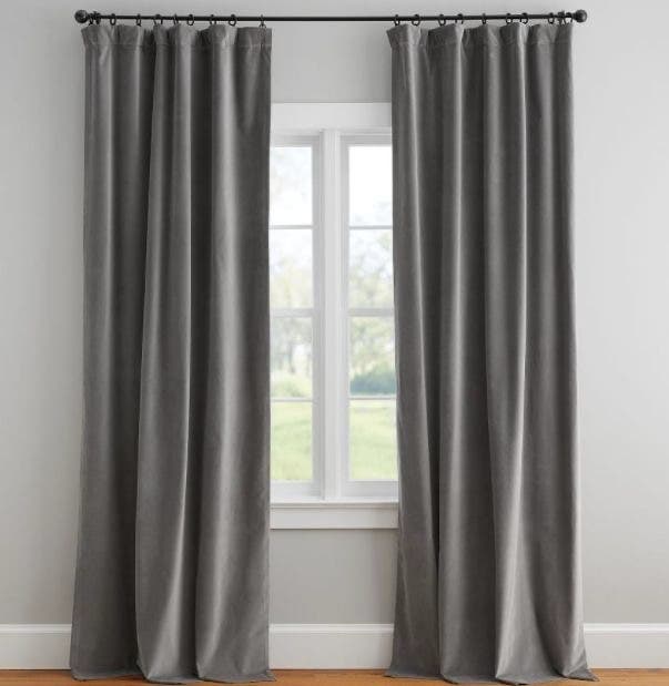 Alwan Velvet Curtain, 270×150 cm - Grey