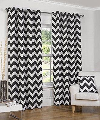 Alwan Fabric Print Shop Curtain, 270×150 cm - Black White
