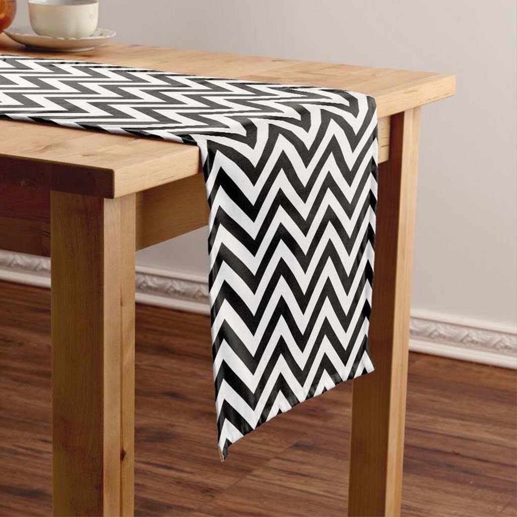 Alwan Fabric Tablecloth, 50×150 cm - Black White