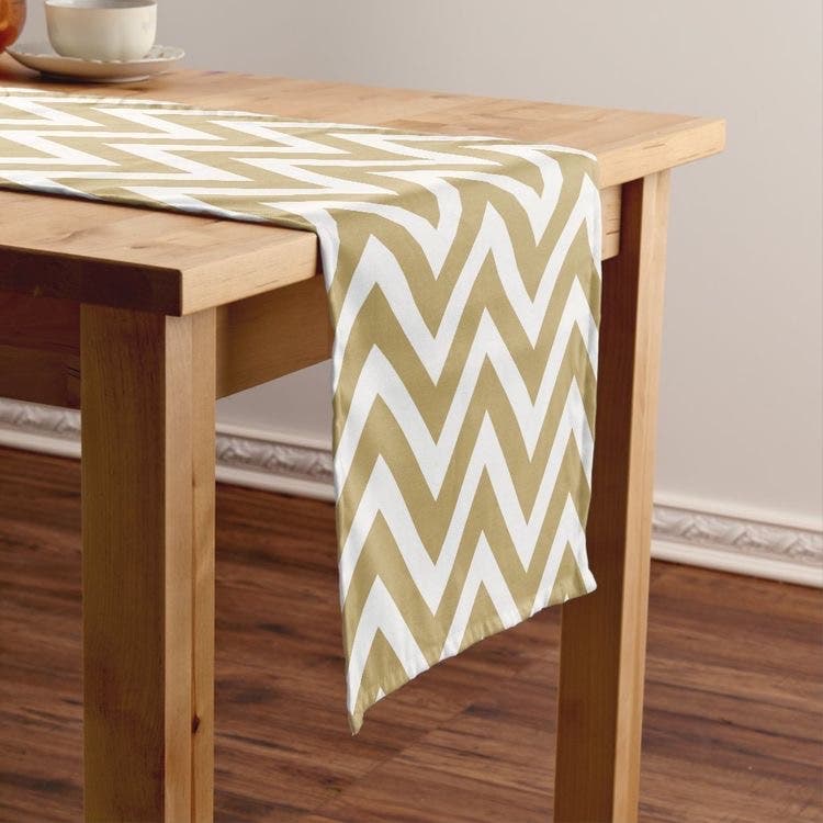 Alwan Fabric Tablecloth, 50×150 cm - Beige White