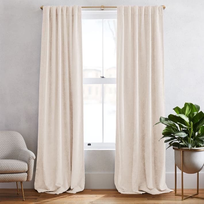 Alwan Velvet Curtain, 270×150 cm - Off White