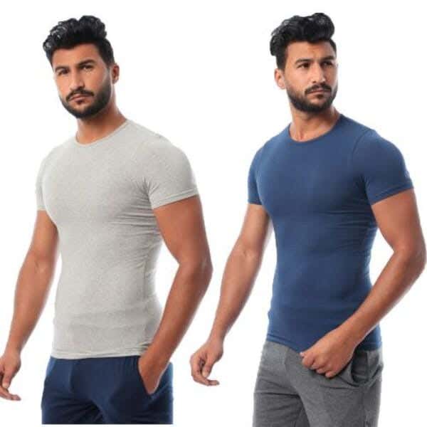 Dice Cotton Undershirts Set For Men, Two Pieces - Multicolor