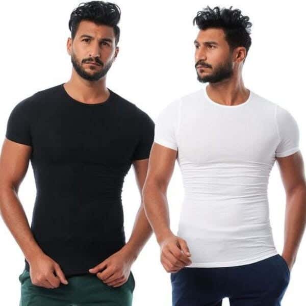 Dice Cotton Undershirts Set For Men, Two Pieces - Multicolor