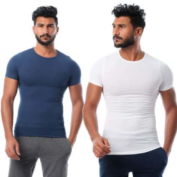 Dice Cotton Undershirts Set For Men, Two Pieces - Multicolor
